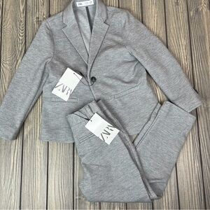 NEW Zara Boys Gray Suit Blazer and Pants Set Size 6